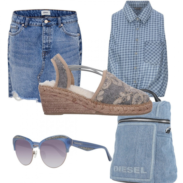 Outfit donna - Espadrilla!. Stile Urban per Tutti i giorni. Abbinamento con zaini, camicie, espadrillas, minigonne, occhiali da sole.