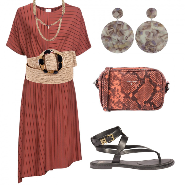 Outfit donna - Basic #28401. Stile Basic per Tutti i giorni. look ideale per Tall. Abbinamento con cinture, costumi interi, collane, borse a spalla, sandali alla schiava, orecchini.