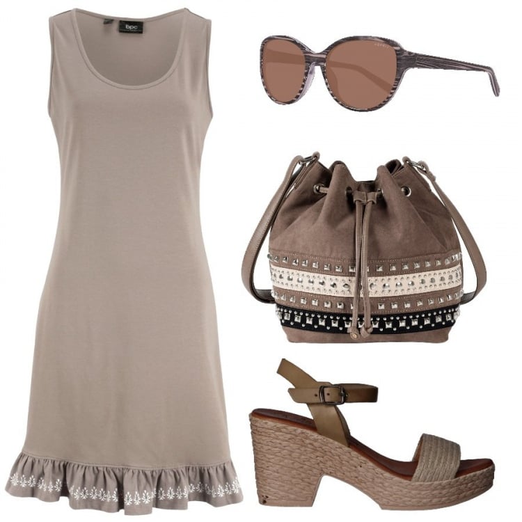 Outfit donna - Basic #28593. Stile Basic per Tutti i giorni. Abbinamento con maglieria, borse a mano, sandali, occhiali da sole.