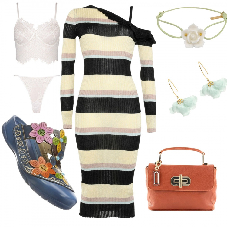 Outfit femme - Originally 44/46. Style Tendance pour Tous les jours. Assortir avec sacs à l'épaule, sabots, robes mi-longues/au genou, boucles d'oreilles, bracelets, strings.