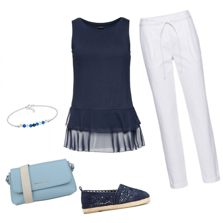 Outfit donna - Basic #28758. Stile Basic per Tutti i giorni. Abbinamento con pantaloni, top, espadrillas, borse a spalla.