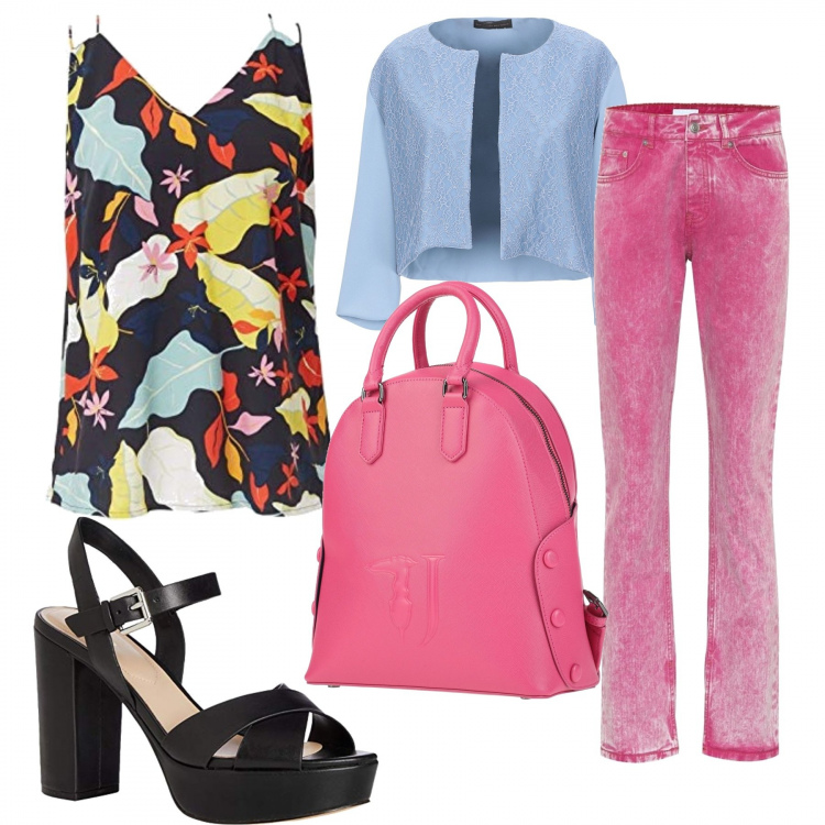 Outfit donna - Trendy #46885. Stile Trendy per Ufficio. Abbinamento con zaini, blazer, décolleté, camicie, jeans.