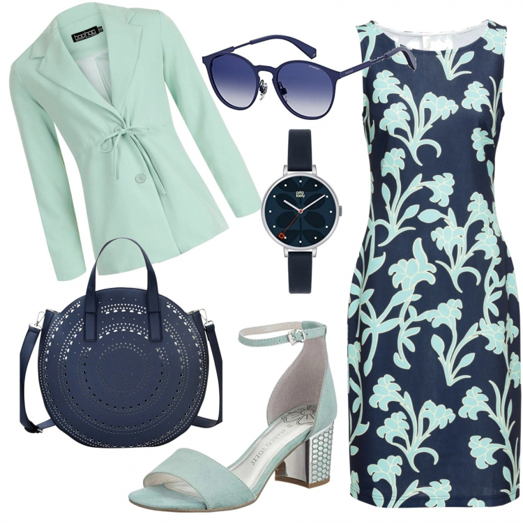 Outfit femme - Lundi bicolore. Style Bon Ton pour Bureau. Assortir avec robes longues, sacs, blazers, sandales, lunettes de soleil, montres.