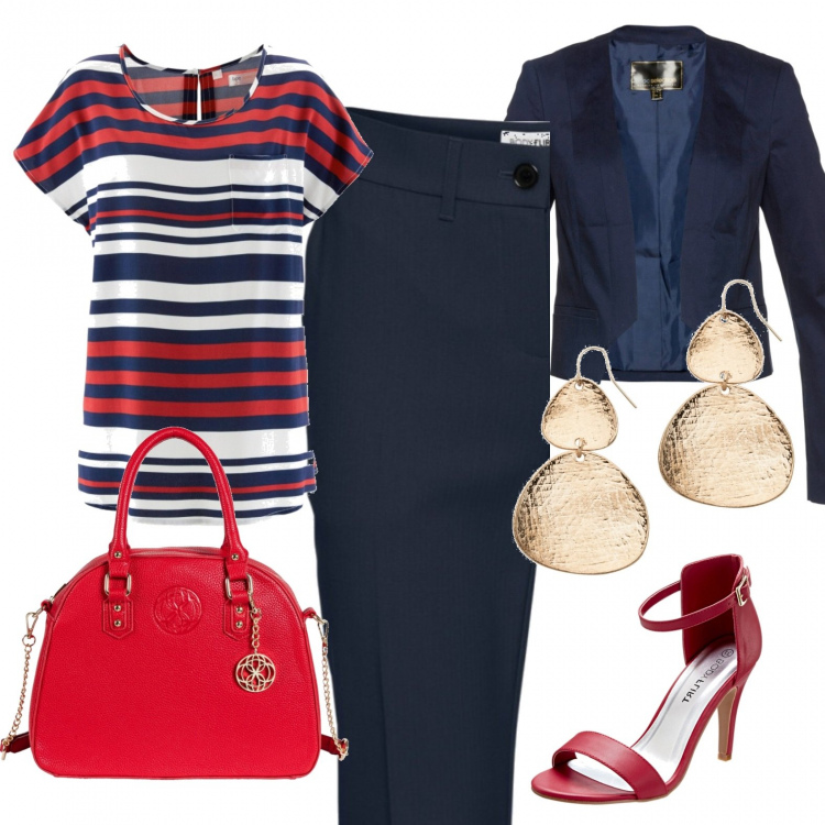 Outfit donna - Lunedì mattina..... Stile Chic per Ufficio. Abbinamento con pantaloni, orecchini.