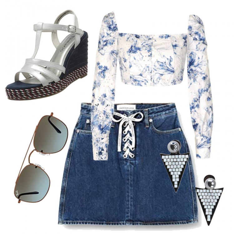 Outfit femme - Toute mimi en denim. Style Sexy pour Tous les jours. Assortir avec chemisiers, boucles d'oreilles, sandales, minijupes, lunettes de soleil.