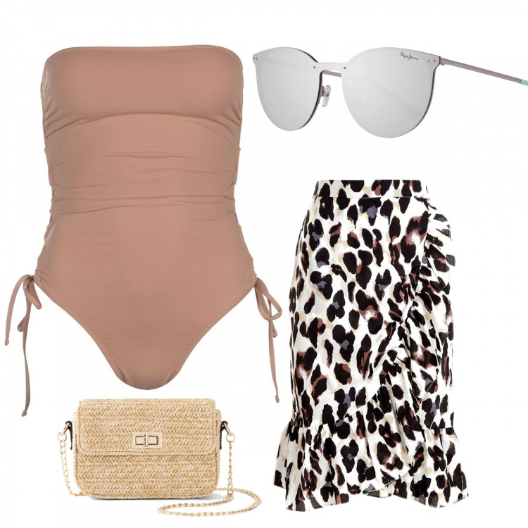 Outfit donna - Al mare ma chic. Stile Chic per Mare. look ideale per Tall. Abbinamento con borse a mano, gonne longuette, costumi interi, occhiali da sole.