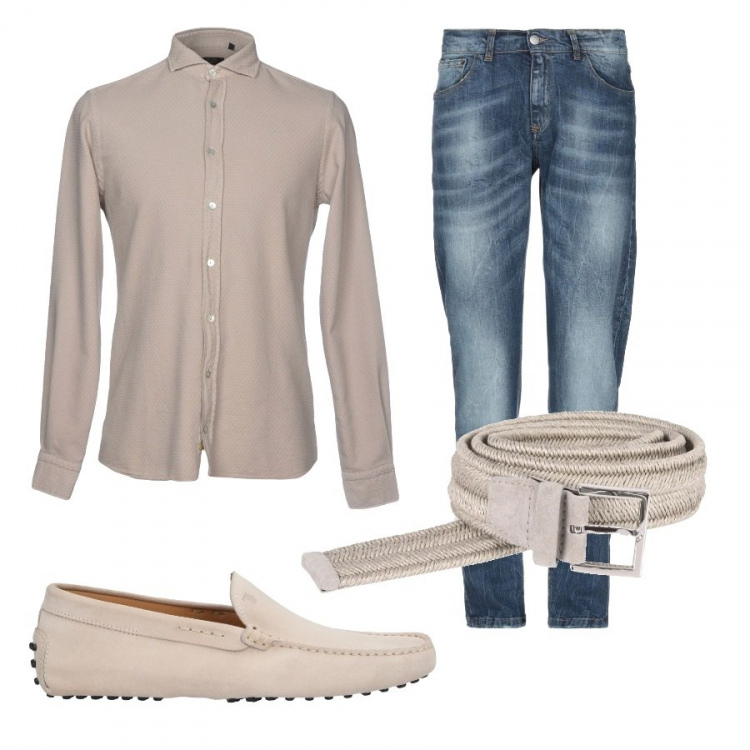Outfit uomo - Casual #14986. Stile Casual per Tutti i giorni. Abbinamento con camicie, jeans, scarpe stringate, cinture.