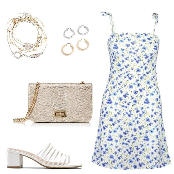 Outfit femme - Florale et tendance. Style Tendance pour Tous les jours. Assortir avec bracelets, pantoufles, robes, sacs à main.
