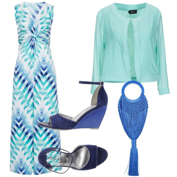 Outfit donna - Chic #25852. Stile Chic per Ufficio. Abbinamento con borse a mano, blazer, sandali col tacco, vestiti.