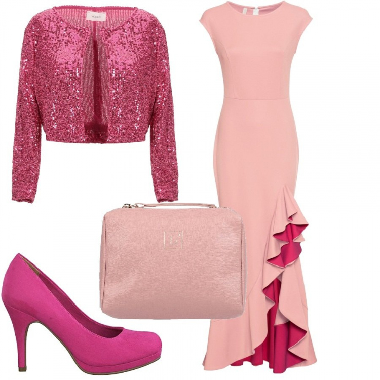 Outfit donna - Chic #25858. Stile Chic per Cerimonia. Abbinamento con blazer, pochette, vestiti, scarpe col tacco.