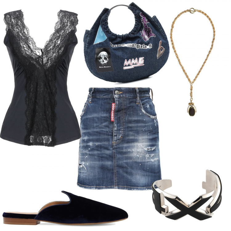 Outfit femme - Jean\'s et sandales trendy. Style Rock pour Tous les jours. Assortir avec hauts, minijupes, sacs à main, bracelets, pendentifs, sabots.