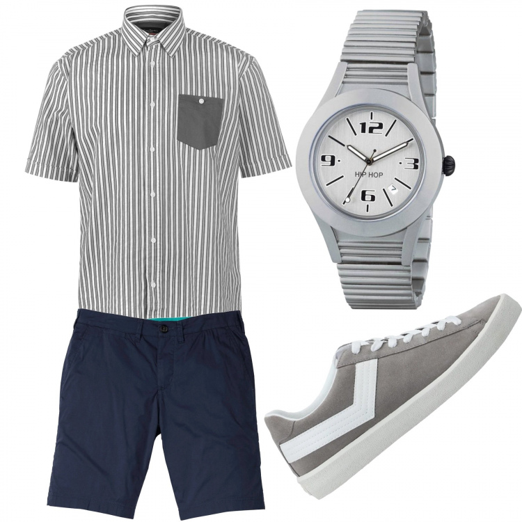 Outfit uomo - Casual #15122. Stile Casual per Tutti i giorni. Abbinamento con bermuda, sneakers, camicie a manica corta, orologi.