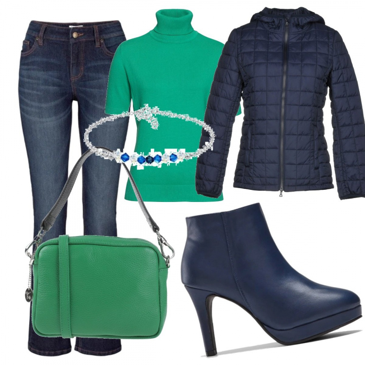 Outfit donna - Trendy #49017. Stile Trendy per Tutti i giorni. Abbinamento con jeans bootcut, stivaletti, pullovers, cappotti, borse a mano.