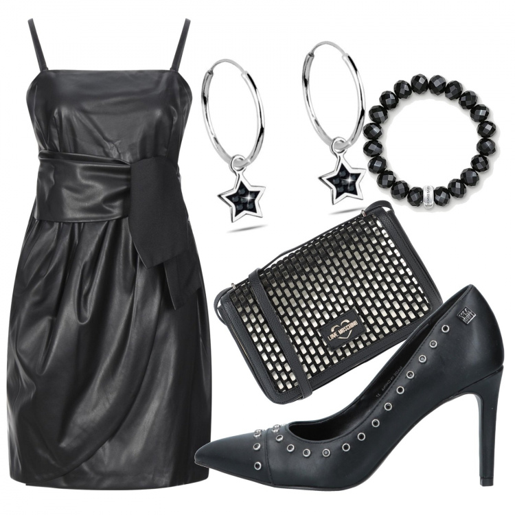 Outfit donna - Il mio rock. Stile Rock per Tutti i giorni. Abbinamento con vestiti corti, décolleté, borse a spalla, braccialetti, orecchini.
