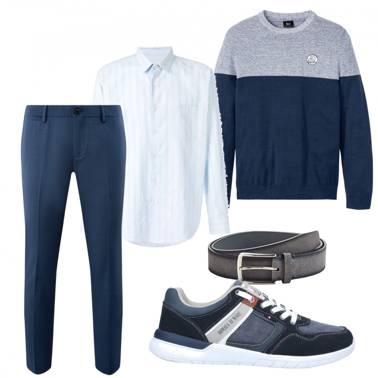 Outfit uomo - Licia e maglione. Stile Casual per Serata speciale. Abbinamento con t-shirt sportive, sneakers, giacche, pantaloni, cinture.