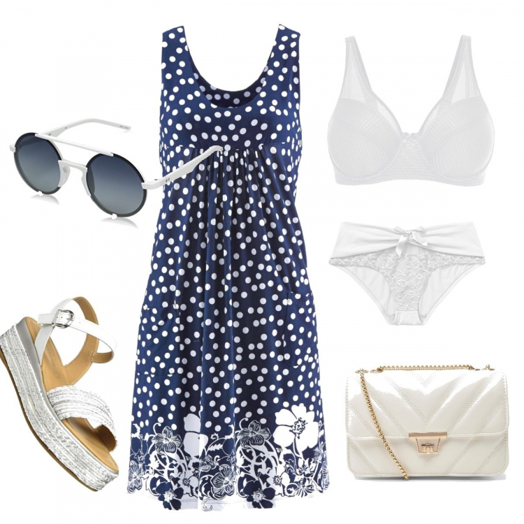 Outfit donna - Total look #648607. Abbinamento con slip, vestiti corti, reggiseni, borse a spalla, sandali, occhiali da sole.