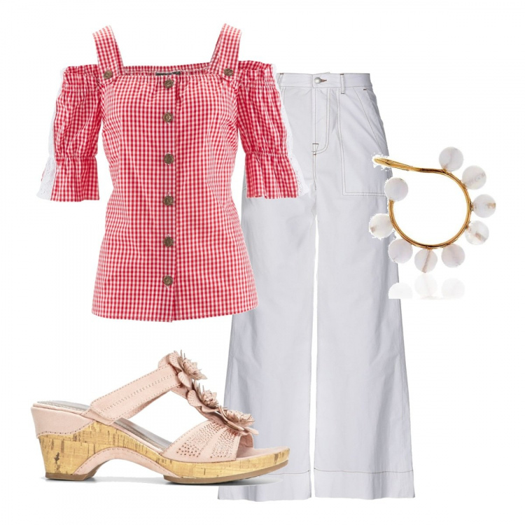 Outfit femme - Soleil vichy. Style Tendance pour Tous les jours. Assortir avec tuniques, pantoufles, pantalon , combinaisons.