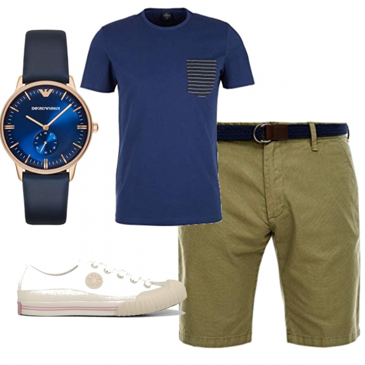 Outfit homme - Au café. Style Urban pour Tous les jours. Assortir avec bermuda, t-shirts, sneakers.