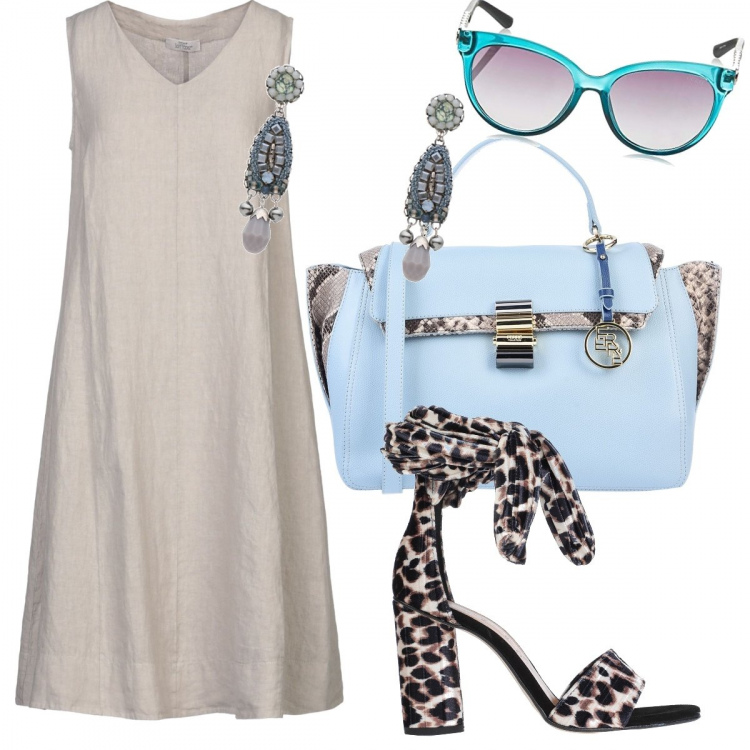 Outfit donna - Focus su accessori. Stile Trendy per Cerimonia. Abbinamento con vestiti midi/longuette, sandali col tacco, borse a mano, orecchini, occhiali da sole.