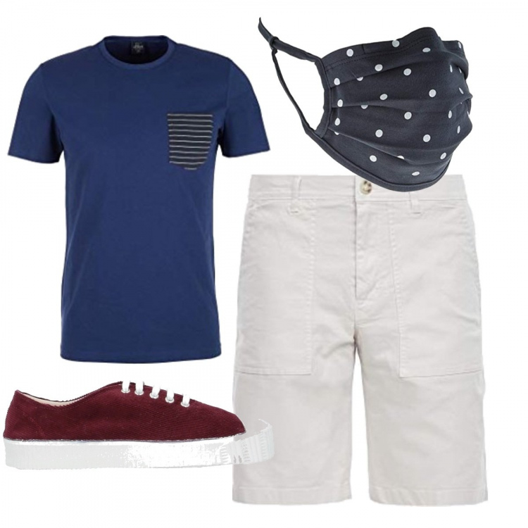 Outfit homme - Vacances masquées. Style Urban pour Tous les jours. Assortir avec pantalon , t-shirts, sneakers, écharpes.