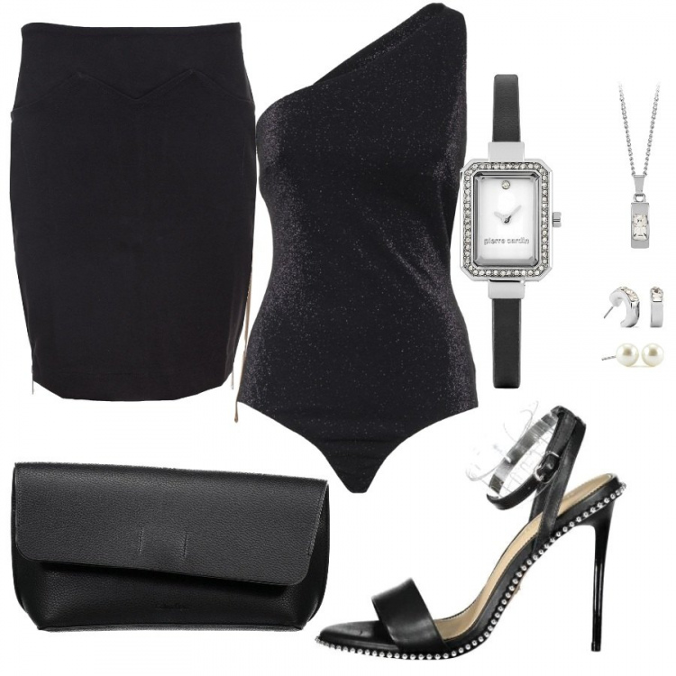 Outfit donna - Urban #18281. Stile Urban per Serata fuori. Abbinamento con top, sandali, gonne, orologi, pochette.
