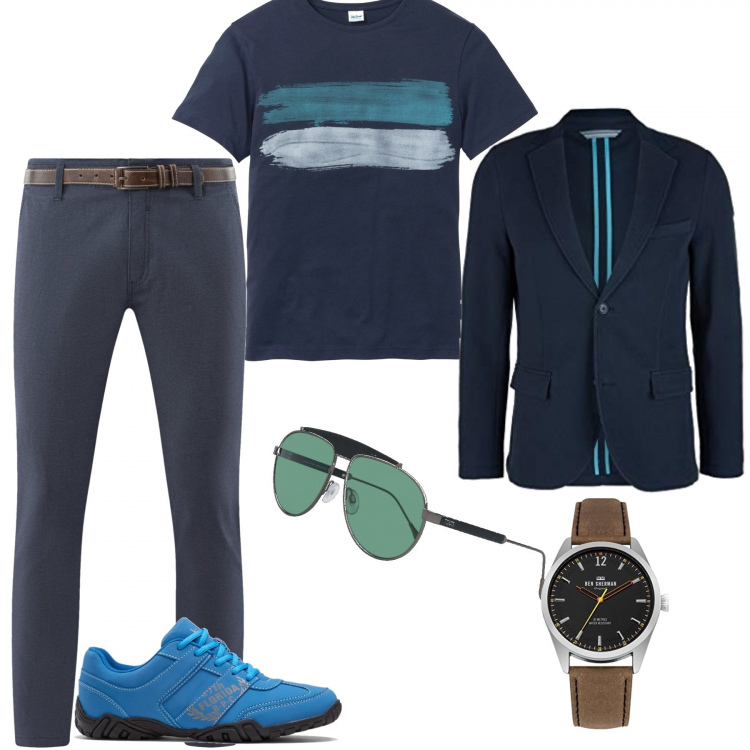 Outfit uomo - Comfort elegante. Stile Urban per Tutti i giorni. Abbinamento con t-shirt, sneakers, pantaloni chino, giacche, orologi, occhiali da sole.