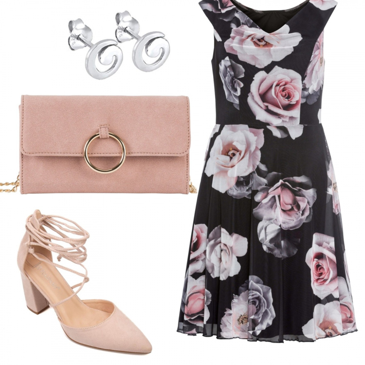 Outfit donna - Cerimonia informale low cost. Stile Bon Ton per Cerimonia. Abbinamento con cappotti, vestiti, sandali alla schiava, orecchini.