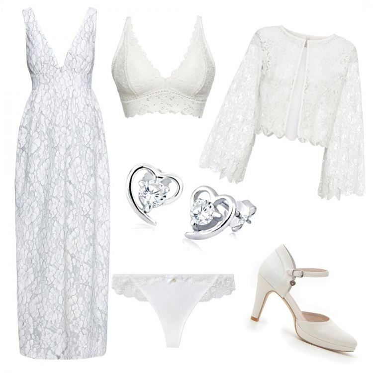Outfit donna - Sposina Settembrina low coast. Stile Chic per Cerimonia. Abbinamento con vestiti midi/longuette, borse a tracolla, perizomi, reggiseni, décolleté, orecchini.