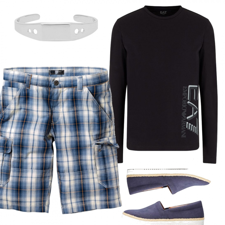 Outfit uomo - Bracciale rigido. Stile Trendy per Tutti i giorni. Abbinamento con braccialetti, reggiseni, espadrillas, t-shirt.