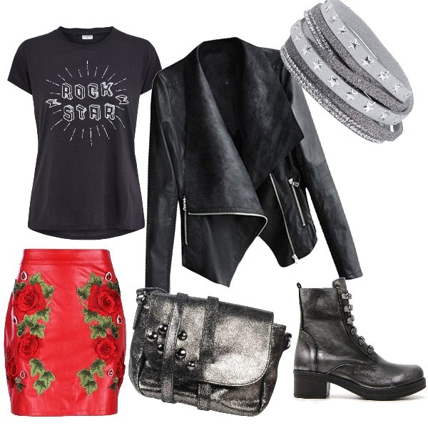 Outfit donna - Rock and Rose. Stile Rock per Tutti i giorni. Abbinamento con stivaletti grigio.