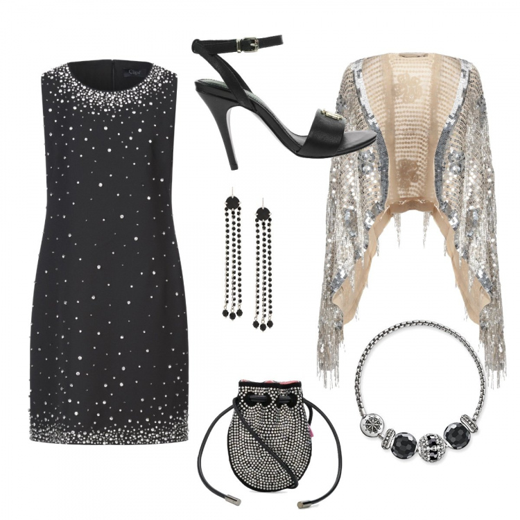 Outfit mujer - Invitada graduación. Estilo Chic para Ceremonia. Combinación con pulseras, sandalias de tacón, bolero, vestidos cortos, pendientes, bolsos de mano.