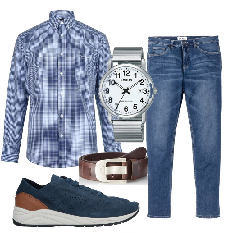 Outfit uomo - Casual #16732. Stile Casual per Tutti i giorni. Abbinamento con jeans, sneakers, orologi, cinture, camicie.