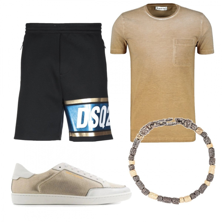 Outfit homme - Tendance #7193. Style Tendance pour Soirée spéciale. Assortir avec bermuda, t-shirts, sneakers, bracelets.