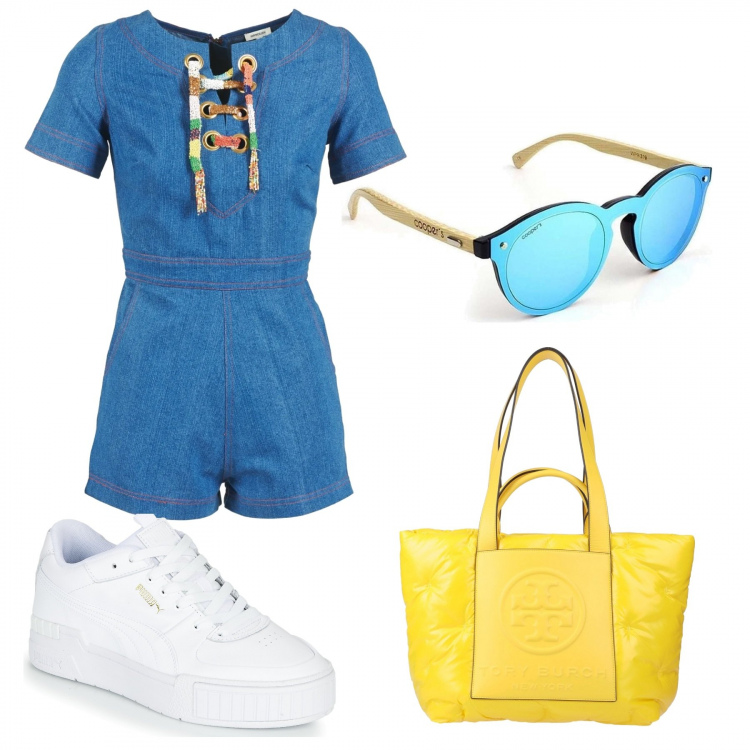 Outfit mujer - Sneakers blancos. Estilo Urban para Todos los días. Combinación con sneakers, gafas de sol, chándales, bolsos de hombro.