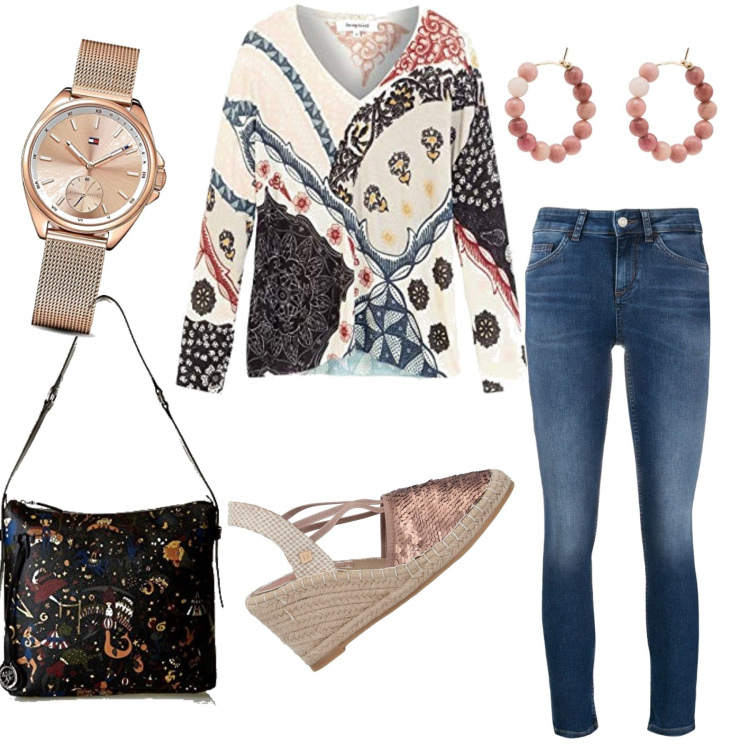 Outfit femme - Petit mais grande capacité mon sac. Style Tendance pour Tous les jours. Assortir avec gros pulls, jean déchiré, boucles d'oreilles, espadrilles, montres analogiques, sacs à l'épaule.