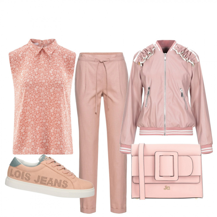Outfit donna - Basic #32863. Stile Basic per Tutti i giorni. Abbinamento con pantaloni, cappotti, borse a mano, top, sneakers.