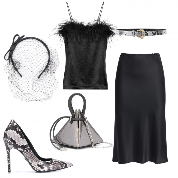 Outfit femme - Un très petit sac. Style Sexy pour Soirée dehors. Assortir avec chaussures à talon, jupes au genou, serre-têtes, sacs à main, hauts, ceintures.