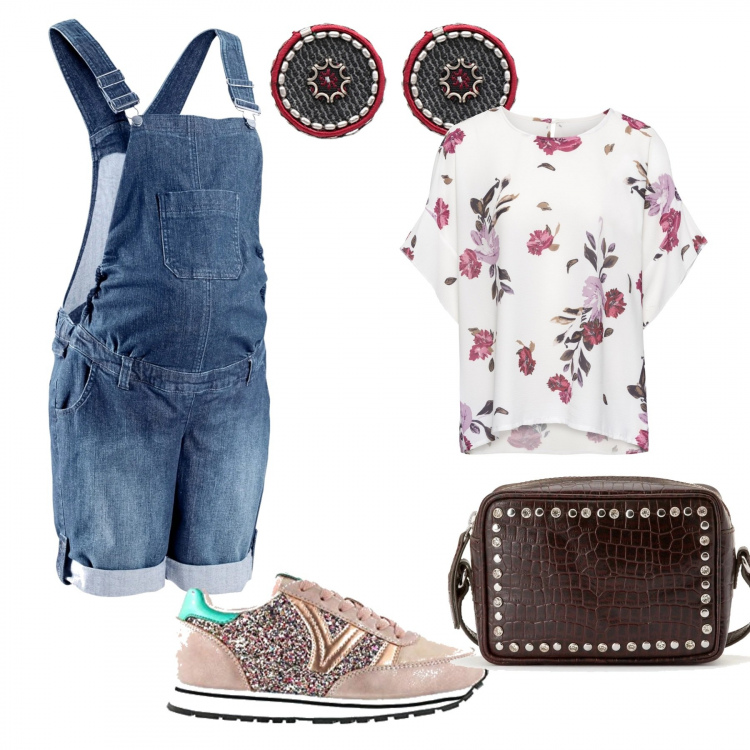 Outfit femme - Confort et femme. Style Tendance pour Tous les jours. look idéal pour Grossesse. Assortir avec salopette, tuniques, sneakers, sacs à main, boucles d'oreilles.