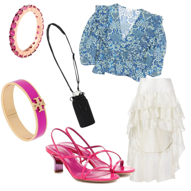 Outfit femme - Colorée. Style Tendance pour Tous les jours. Assortir avec sandales, bracelets, jupes longues, bagues, hauts, sacs à l'épaule.
