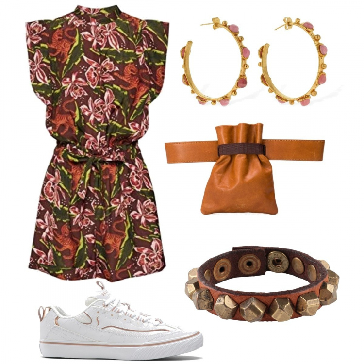 Outfit donna - Pomeriggi in libertà. Stile Basic per Mare. Abbinamento con vestiti midi/longuette, braccialetti, marsupi, tuta corta, orecchini.