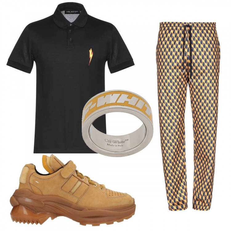 Outfit homme - Tendance #7433. Style Tendance pour Soirée spéciale. Assortir avec polos, sneakers, bagues, pantalon .