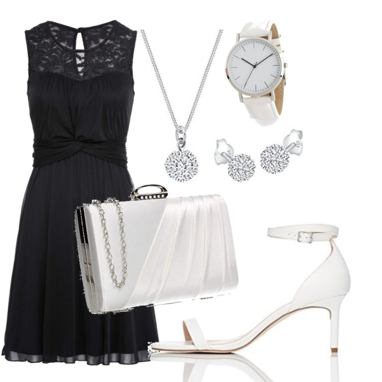 Outfit donna - Sexy #7480. Stile Sexy per Serata fuori. Abbinamento con vestiti, orologi analogici, sandali col tacco, pochette, collane.