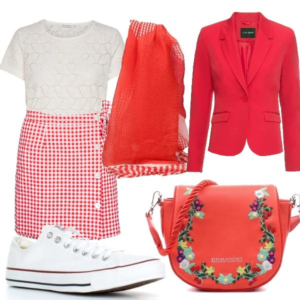 Outfit donna - Hipster a quadretti vichy. Stile Trendy per Scuola/Università. Abbinamento con blazer, sneakers, minigonne, borse a tracolla, sciarpe, camicie.