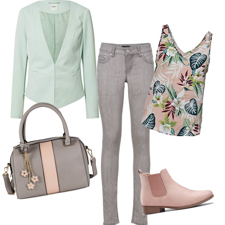 Outfit donna - Basic #34515. Stile Basic per Ufficio. Abbinamento con jeans skinny, stivaletti chelsea, borse a mano, canottiere, blazer.