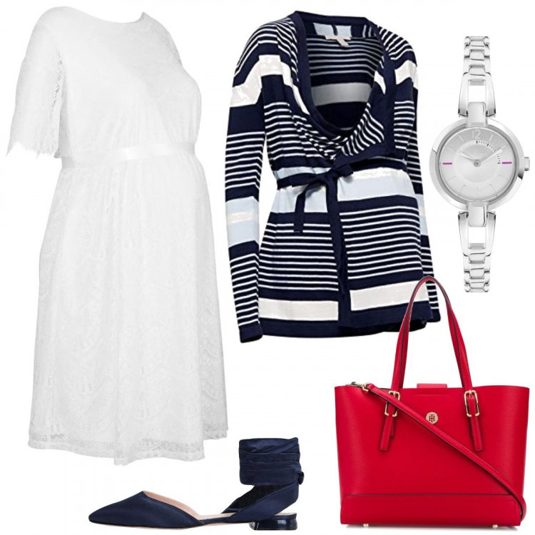 Outfit donna - Basic #34588. Stile Basic per Tutti i giorni. look ideale per Premaman. Abbinamento con vestiti, ballerine, borse tote, cardigans, orologi.