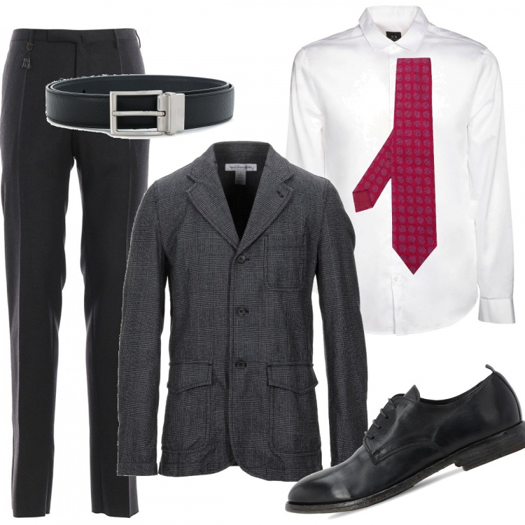 Outfit uomo - Business/Elegante #2865. Stile Business/Elegante per Serata speciale. Abbinamento con giacche, cravatte, camicie, pantaloni, cinture, scarpe stringate.