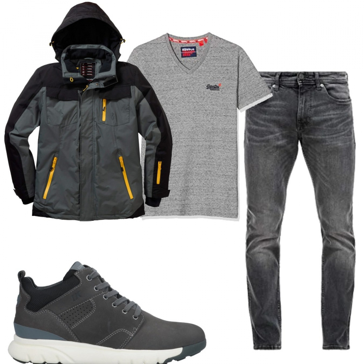 Outfit uomo - Casual #18460. Stile Casual per Tutti i giorni. Abbinamento con giacche, sneakers, t-shirt, jeans.