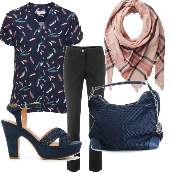 Outfit donna - Basic #3484. Stile Basic per Tutti i giorni. Abbinamento con camicie a manica corta, pantaloni.