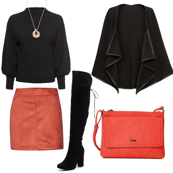 Outfit donna - Les cuissardes. Stile Trendy per Tutti i giorni. Abbinamento con maglieria, cappotti, ciondoli, stivali sopra il ginocchio, minigonne, borse a tracolla.