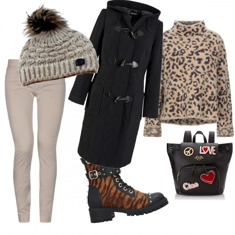 Outfit donna - Trendy #59960. Stile Trendy Abbinamento con montgomery, pantaloni, stivaletti, maglieria, berretti, zaini.